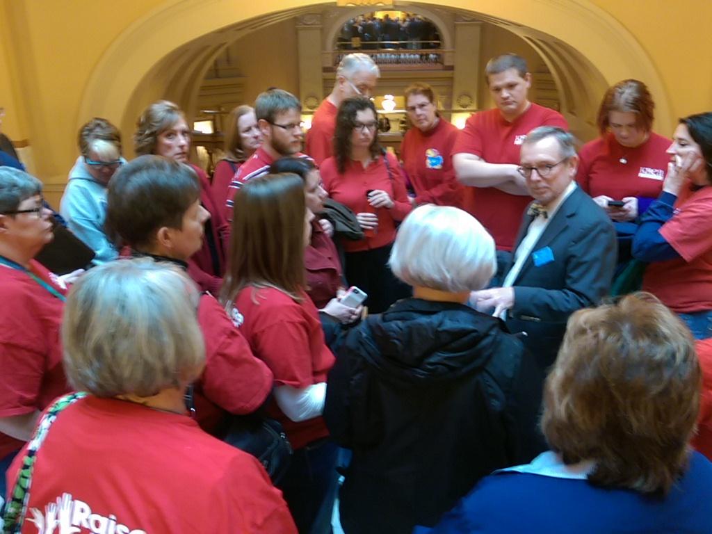 MLBOIG's tweet photo. Addressing the troops. We won't stop. This mean spirited attack has many steps before it passes. #joinusks #ksleg http://t.co/wL7AZFwktQ
