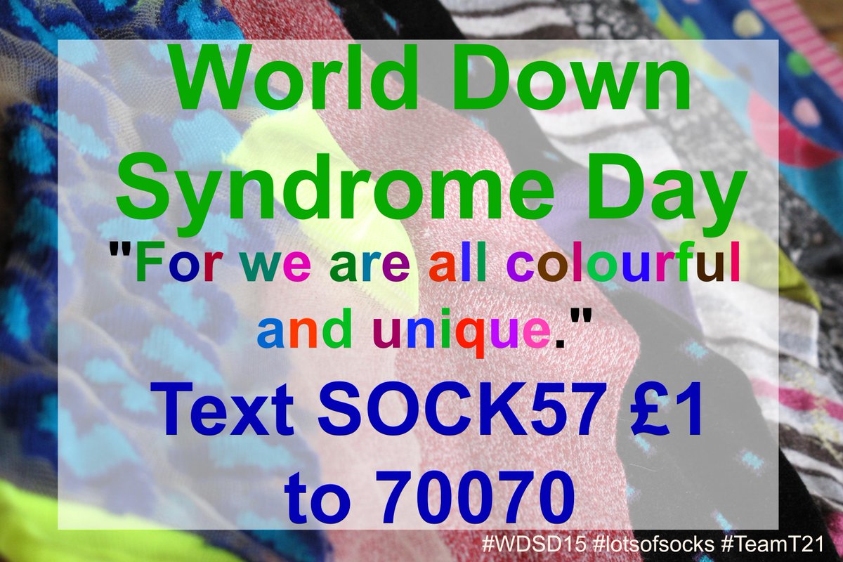 DownsSideUp's tweet photo. Dear friends, dig out your funky socks for World Down Syndrome Day! Text SOCK £1 to70070 for @DSAInfo work. http://t.co/XuhQh6oFtw
