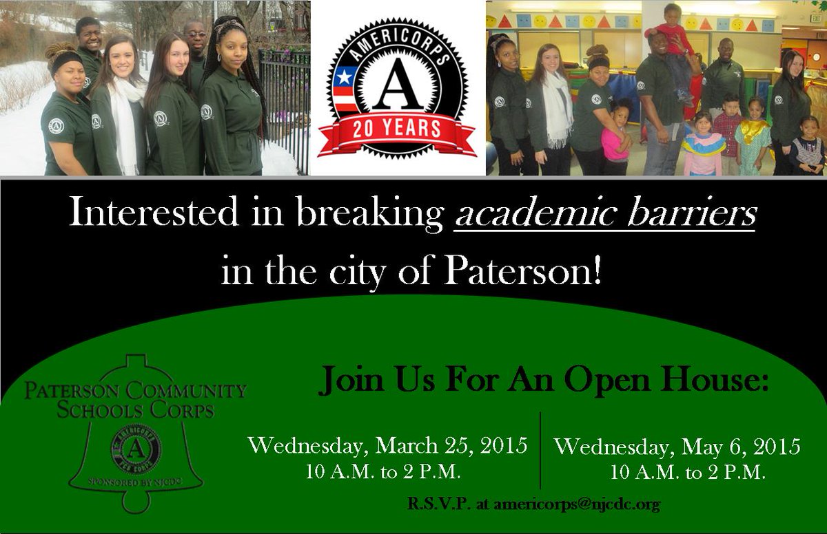 PCS_Corps's tweet photo. Join us for an Open house to learn how you can create opportunities to transform lives in the City of Paterson! http://t.co/NvrgeG9s9o