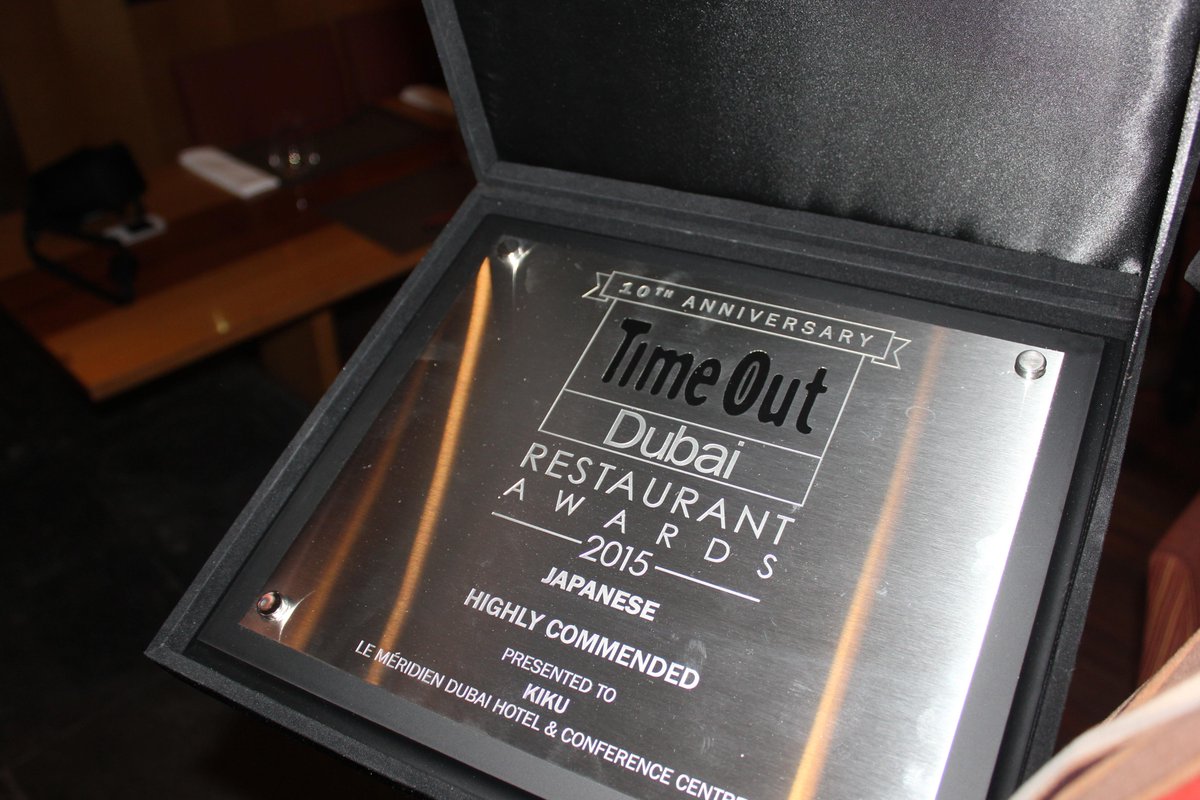 LeMeridienDXB's tweet photo. We're proud to announce @Kiku Japanese restaurant-Won #TheHighlyCommendedRestaurant2015,@TimeOutDubaiRestaurantAwards http://t.co/OpeK6nAGqD