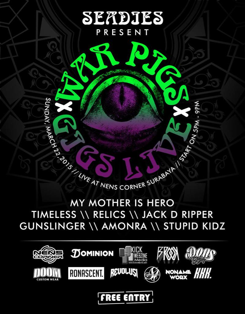 DOOMMerch's tweet image. Present "Seadies" live at @nenscorner / 22 Maret 2015 / Line up band @MMIHofficial @amonra_sby @gunslinger_sby etc! http://t.co/DHSHzM4IDQ”