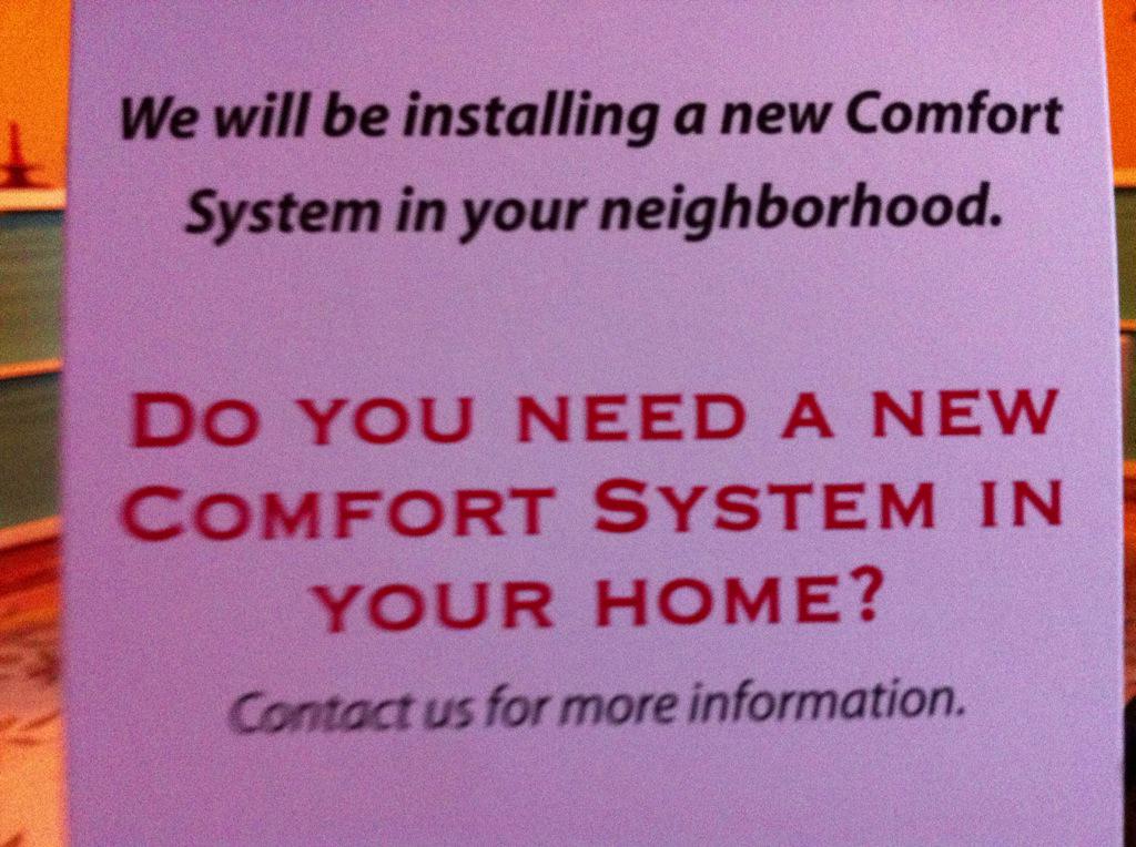 PAHornberger's tweet photo. I understand marketing the benefits of something is important but heat is now a comfort?  Turning wants into needs http://t.co/KYZHSXawmR