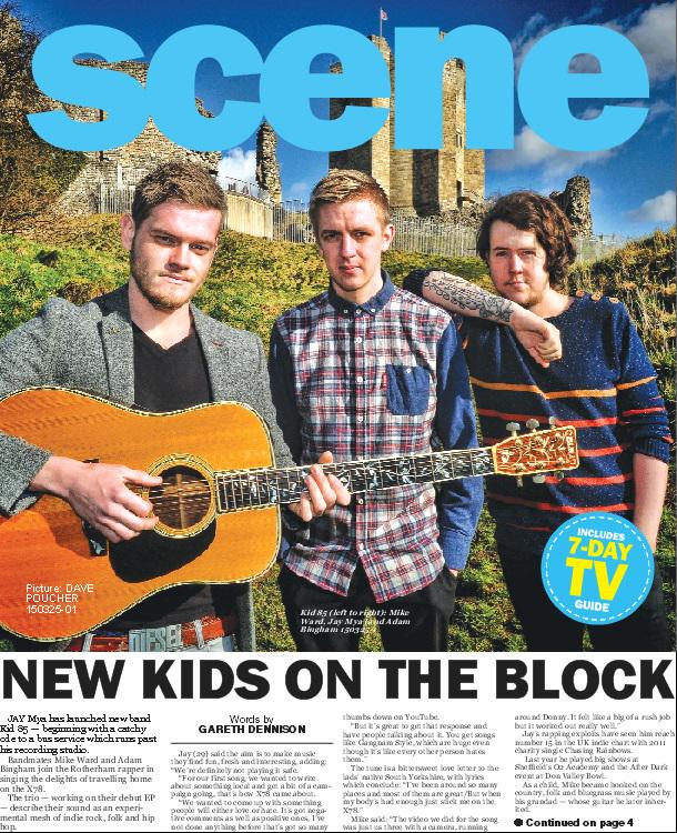 GarethAtWork's tweet photo. Front of tomorrow’s @RotherhamTiser Scene pullout: Meet @Jay_Mya’s new band @KidEightyFive http://t.co/vTd7xHxtEe