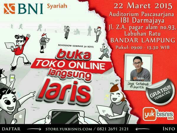 Sobat, kini giliran Bandar Lampung yg dikunjungi BNI Syariah dan @JayaYEA. Yuk belajar wirausaha :) #BNISyariah_YB