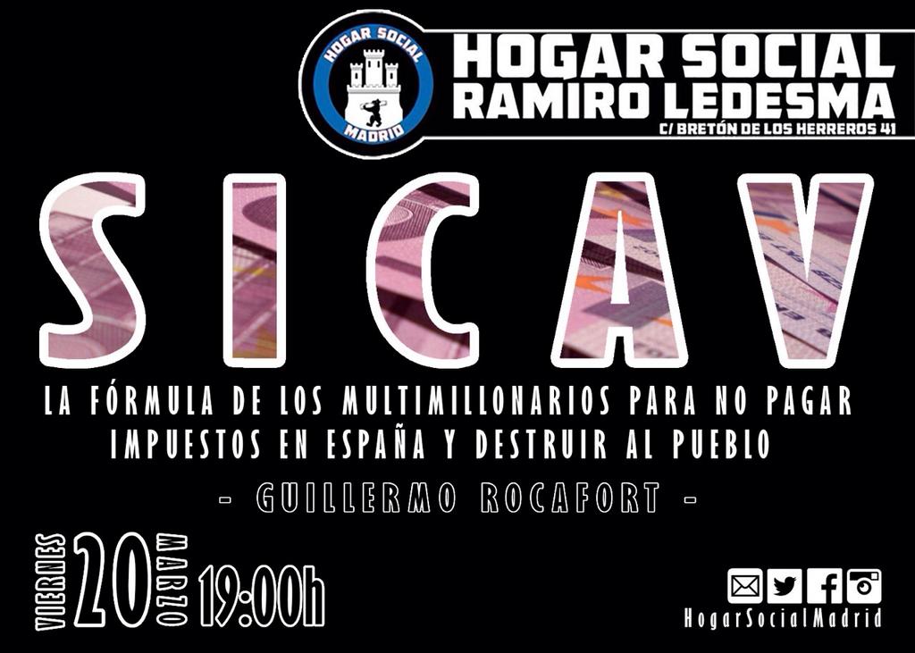 HogarSocial_'s tweet photo. Mañana a las 19:00, conferencia sobre las SICAV en Hogar Social Madrid. http://t.co/dAsfFFaElM