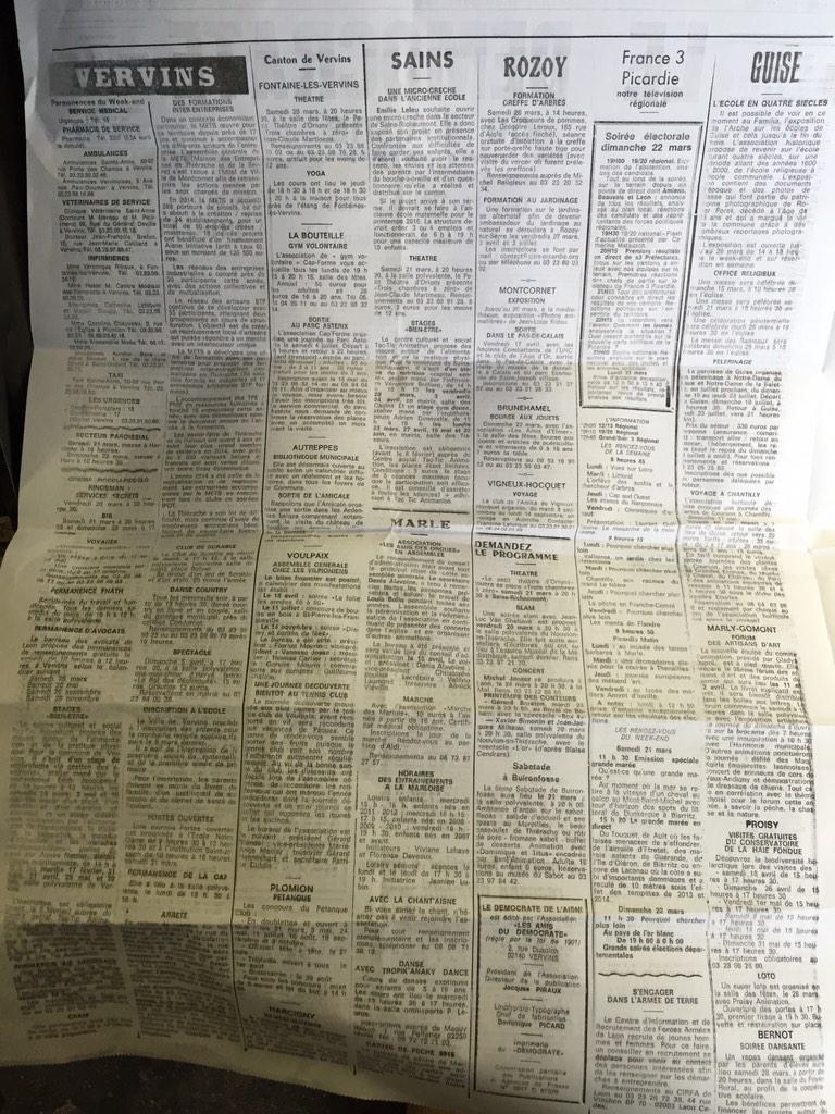 CyrilPetit's tweet photo. Et voici les 4 pages du "Démocrate de l'Aisne". Vous ne le trouverez ni en PDF ni sur tablette. #PrintLive http://t.co/lwPxLg5wrw