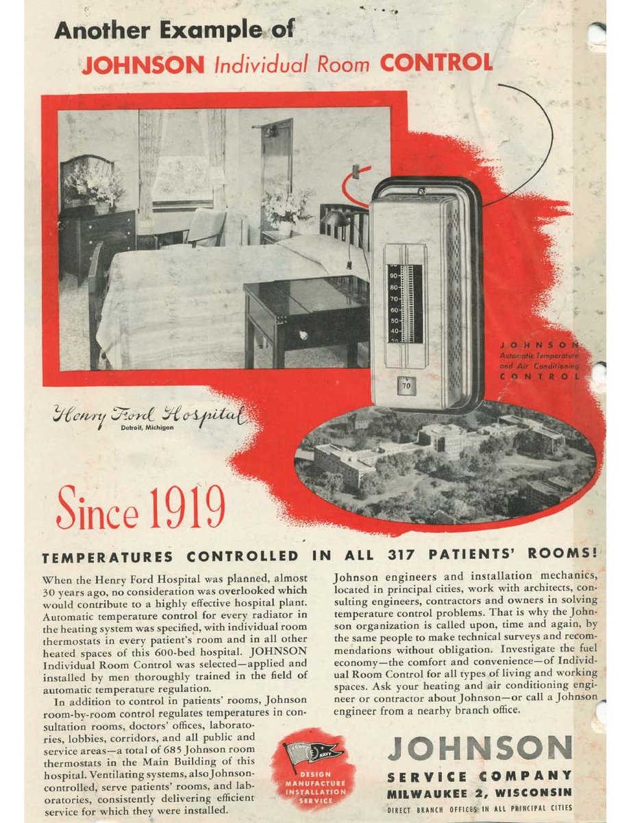 HenryFordHealth's tweet photo. We love this ad from the 1940's from @johnsoncontrols. #HenryFord100 http://t.co/gFjsf5e3kl
