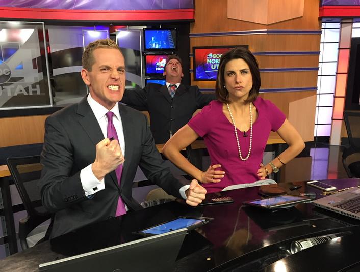 briancarlsontv's tweet photo. #KHAN!! Feelin full range of emotion 2day on @ABC4GMU! @CurtistheWXDude is angry at the wx, @eclark4 &amp; I support him! http://t.co/ICeAEPpSvM