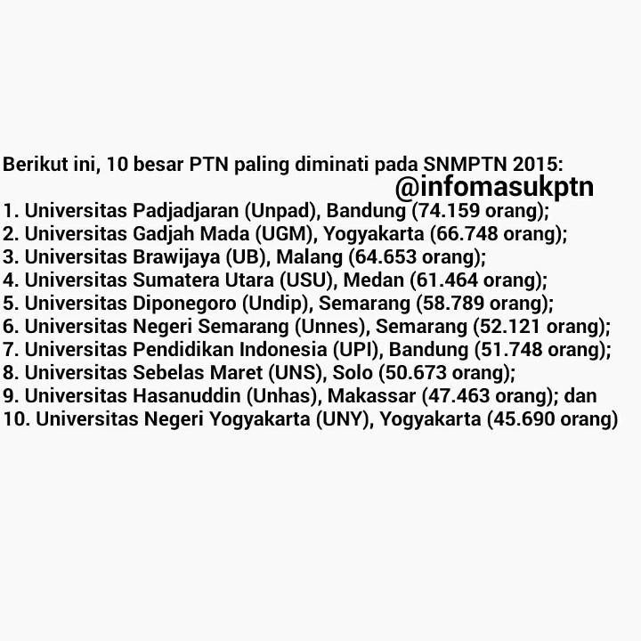 infotembusptn's tweet photo. Ini ya, 10 PTN favorit 2015 SNMPTN, adakah PTN pilihanmu ? http://t.co/gj5SCUH10k