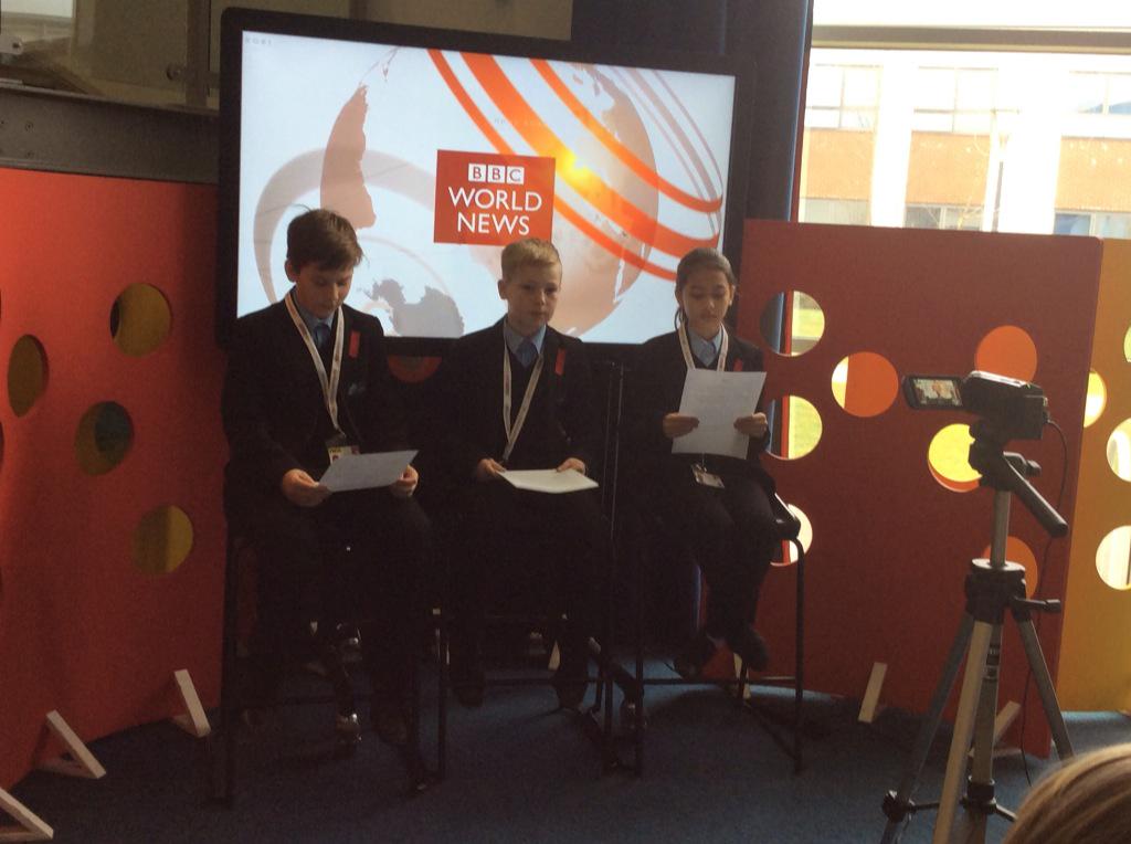 Our sports team filming their report with a quote from <a href="/FreddieBurns/">Freddie Burns</a> #BBCSchoolReport <a href="/BBCSchoolReport/">robyn</a>