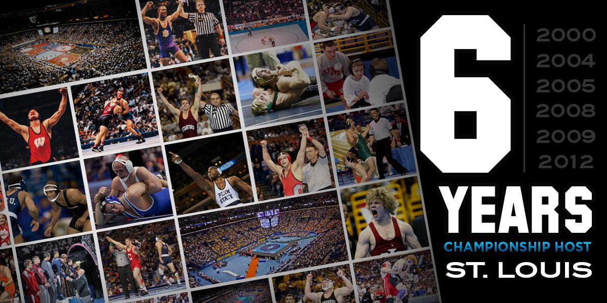 NCAAWrestling's tweet photo. DYK? This will be the seventh time St. Louis has hosted the #d1wrestle championships! http://t.co/xBTCsLq9Cd