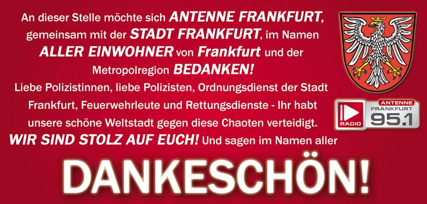 <a href="/antenneFRA/">Antenne Frankfurt</a> und <a href="/Stadt_FFM/">Frankfurt am Main</a> SAGEN #DANKESCHÖN! #Blockupy #18M #18nulldrei #18null3 #meinfrankfurt #Frankfurt #Polizei