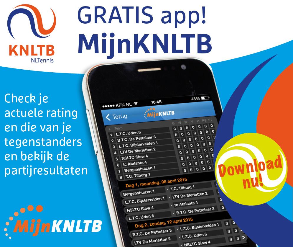 Per vandaag zijn de individuele partijresultaten weer te bekijken in de MijnKNLTB app. knltb.nl/nieuws/2015/03…