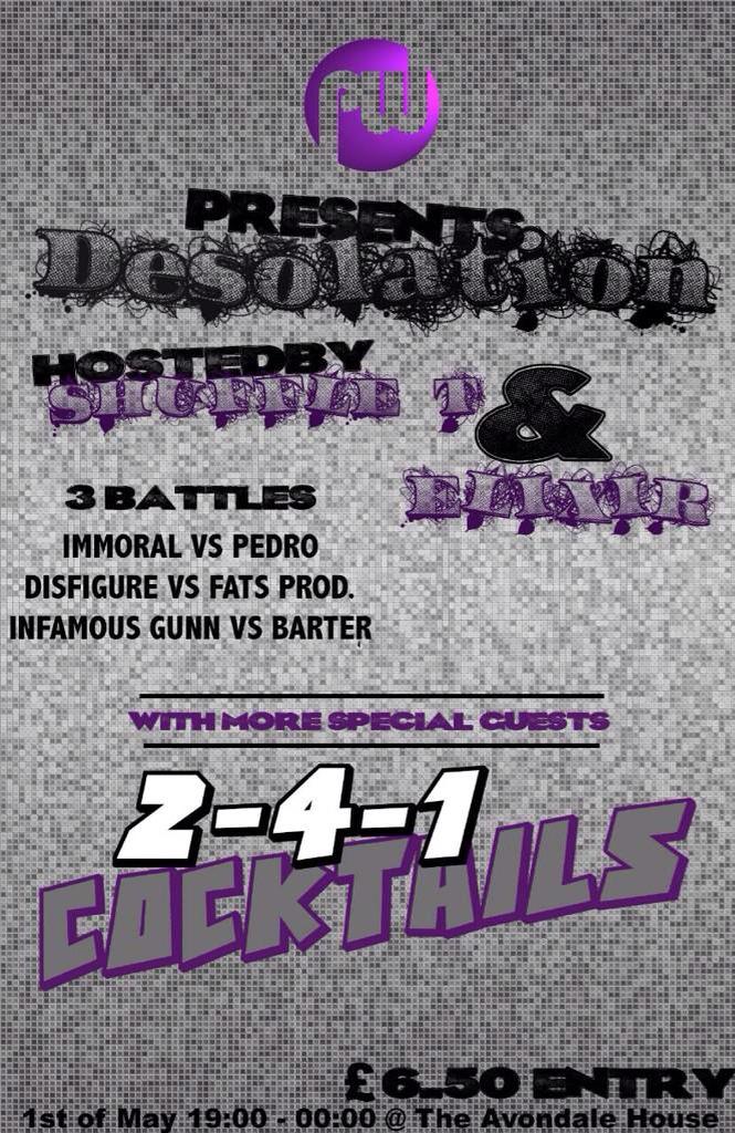 Immoral_PW's tweet photo. Who's coming
#Battlerap #southampton #shufflet #pedro #pw #desolation #rap #2015 #exciting #ยฃ6.50 #talent #blizzard http://t.co/wEXkjyl0Sm