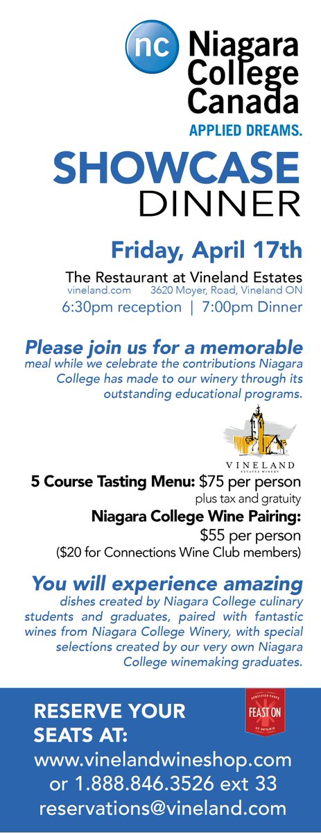 VEWRestaurant's tweet photo. Next month's showcase dinner features @Niagara_College wines with dishes created by @CanadianFWI grads and students! http://t.co/zGf5bFL5aK