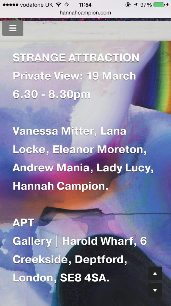HannahCampion's tweet photo. #StrangeAttraction opens tonight @APTGallery @Emily_Purser http://t.co/4J58HgxtO2