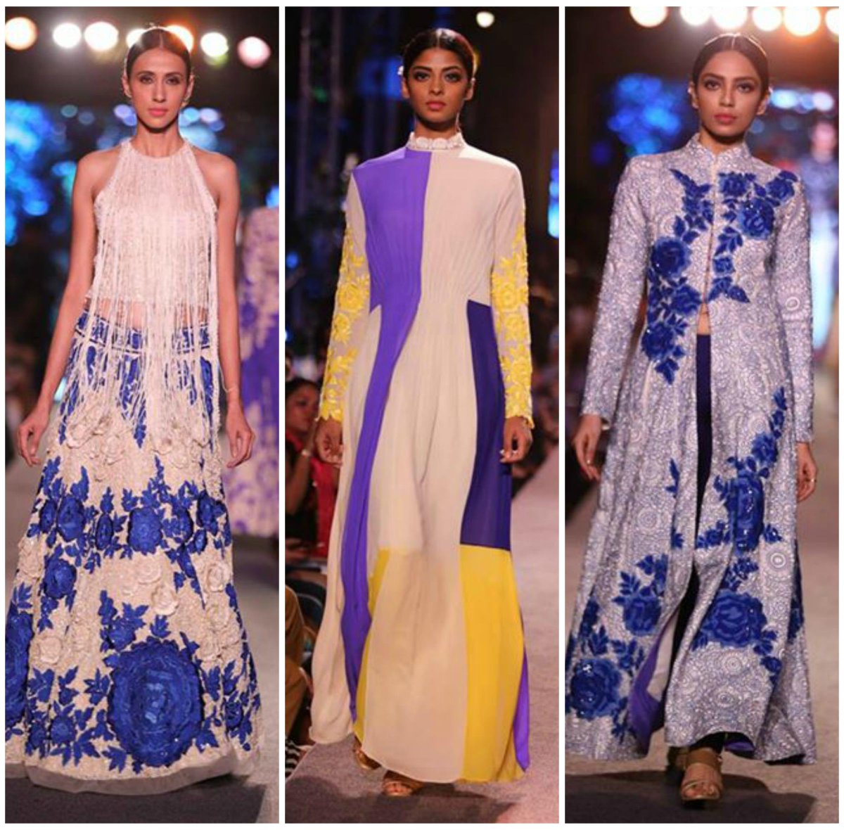 Evoluzionestyle's tweet photo. @ManishMalhotra1's Blue Runway: Fringe details, fresh yellow accents & 3D textured embroidery. #designcelebration http://t.co/nJ5LemnAwT