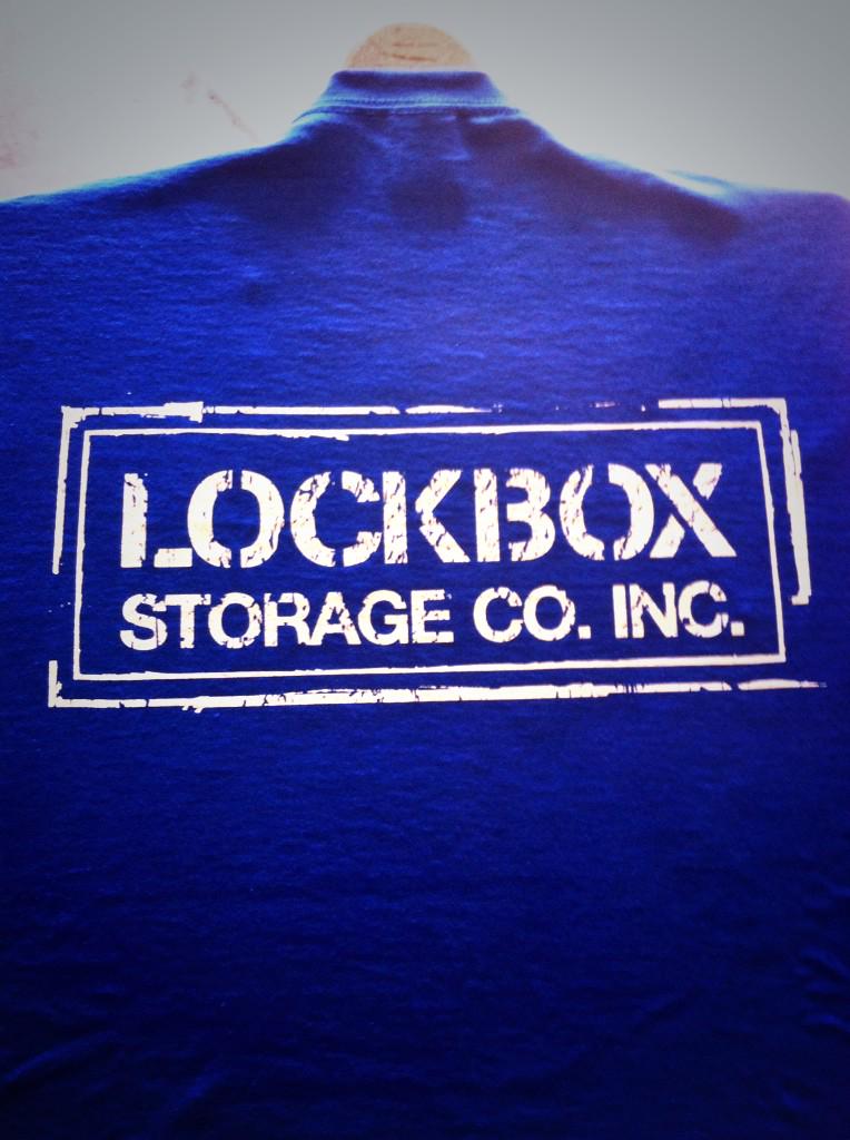 questprinted's tweet image. T shirts printed for Lockbox Storage Co. Distressed design with white plastisol ink #screenprinted #printedtees