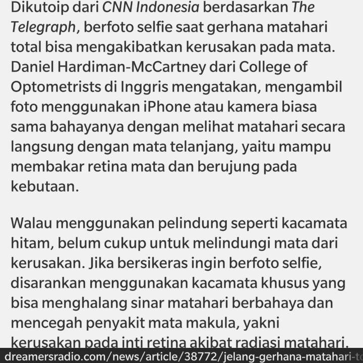 SherlyandaAnda's tweet photo. "@INDONESIAinLOVE: Ini Alasannya: Besok Gerhana Matahari Total Dilarang Selfie. Baca: http://t.co/0P9H5ltapi"