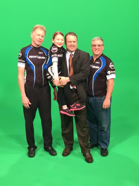 SydneysRide's tweet photo. Shot a video for Team @WestHerr @RideForRoswell with her co-captains and @SteveTasker89  yesterday.  What a fun time! http://t.co/s3UX3fghRc