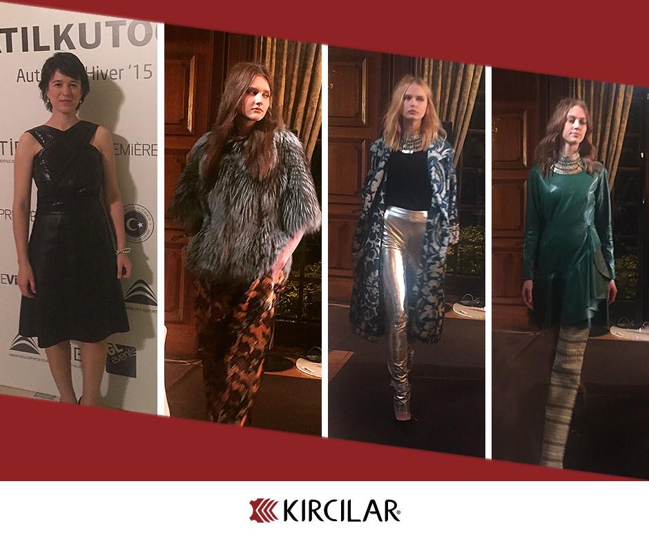 Paris Türk Büyükelçiliği'nde düzenlenen Atıl Kutoğlu 2015-16 Kış Defilesi'nin deri ürünleri Kırcılar hazırladı.