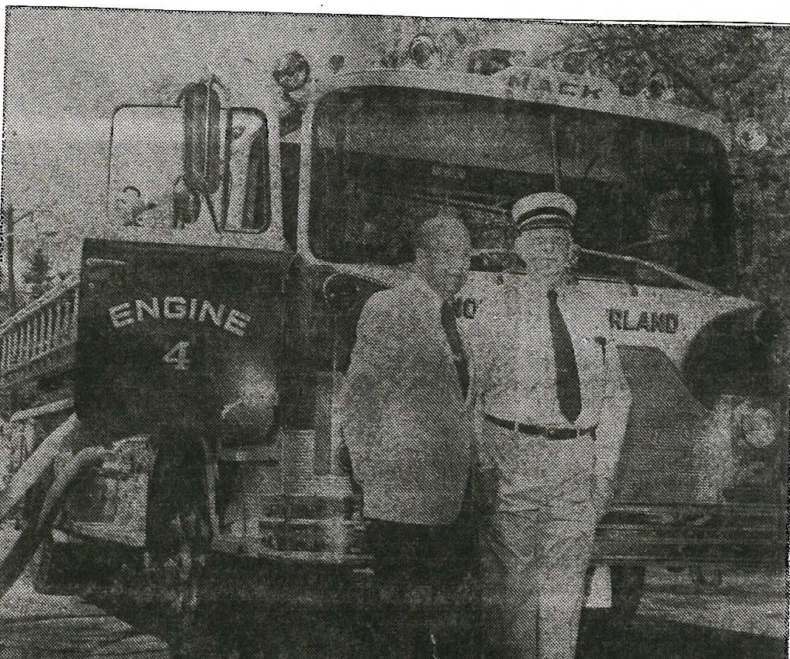 CFD, Throwback Thurs. NCFD Chief Shelton Parker, Town Administrator Hayden, new pumper, 1976 Mack, Woon. Call Photo
