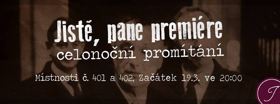 Slibované promítání kultovního seriálu Jistě, pane premiére již dnes od 20.00! :) P.S. Spácaky s sebou.