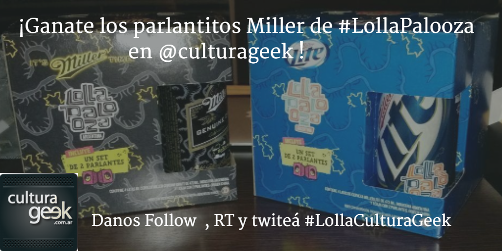 culturageek's tweet photo. Queres los parlantes? @MillerLiteAR de @lollapaloozaar Danos Follow, RT y #LollaCulturaGeek  http://t.co/SWQ2B9h7NP @publicopress ,