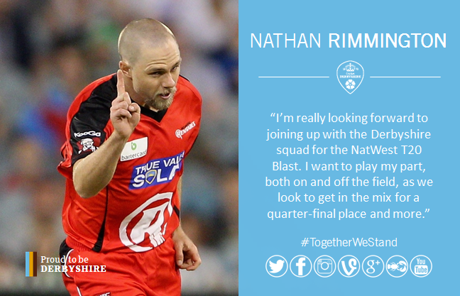 DerbyshireCCC's tweet photo. #RIMMINGTON: @nrimmo11 excited to join up with Derbyshire for the @NatWestT20Blast #P2bD http://t.co/nCajsaaYVd http://t.co/zowShhX4wu
