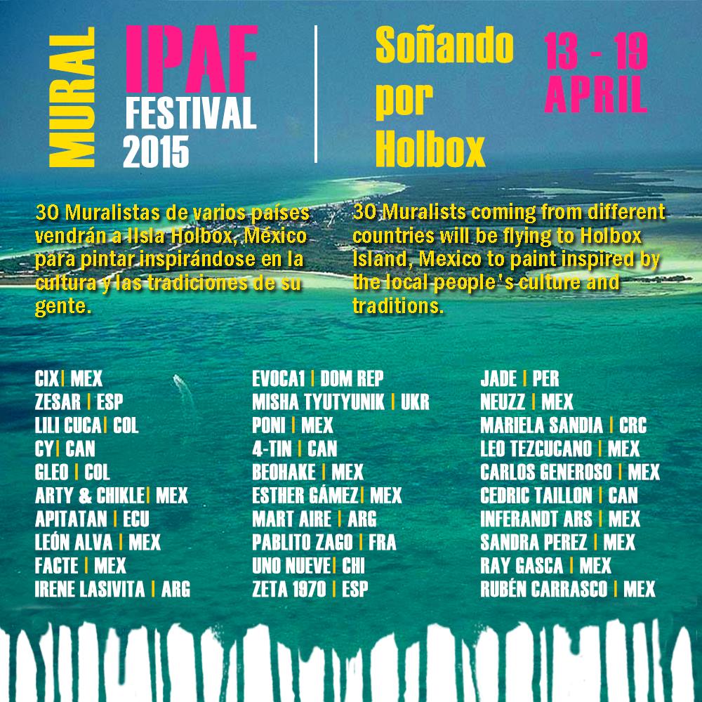 IPAF_Festival's tweet photo. ¡Aquí les dejamos el recuento de artistas que vendrán a pintar #MURALES al #IPAFFetival 2015!#streetart #Holbox #art http://t.co/YzZx21vY9z