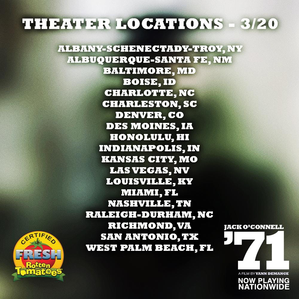 71movie's tweet photo. #71movie is playing in these new markets this weekend. Be sure to grab your tickets now >> http://t.co/vr86FlWkx5 http://t.co/Ci7MjkLzuX