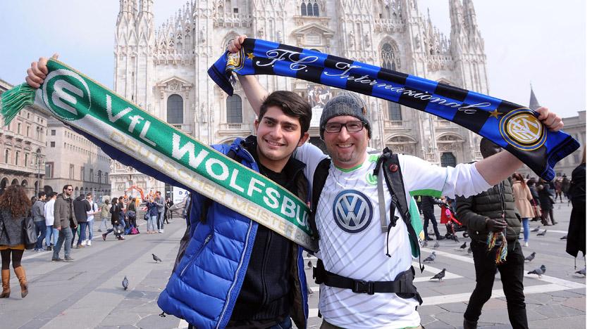 VfLWolfsburg_EN's tweet photo. #WOBINTER Just three hours to go to the kick-off in #UEL. The Wolves fans are making themselves heard in Milan too. http://t.co/Z6DGVESswY