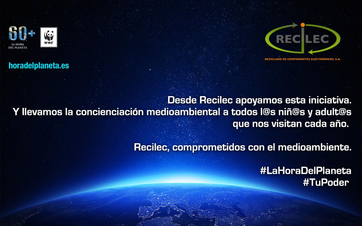 recilec's tweet image. Desde #Recilec apoyamos esta iniciativa. #Recilec, comprometidos con el medioambiente.
#LaHoraDelPlaneta
#TuPoder