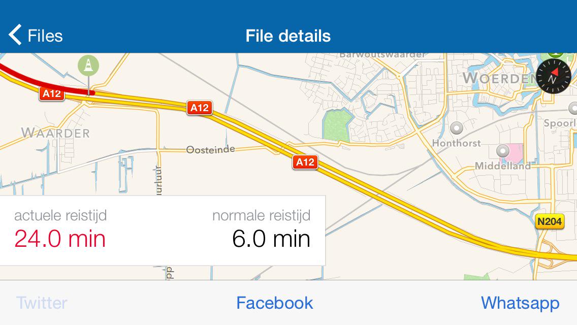 File op de A12 - ca 18 min vertraging tussen Nieuwerbrug en Gouwe-Aquaduct (via <a href="/flitsmeister/">Flitsmeister</a>) flitsmeister.nl/FLZkCu