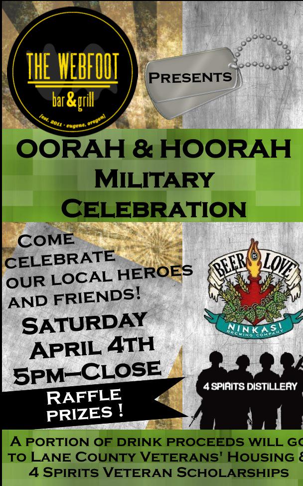TheWebfootBar's tweet photo. April 4th!! Don't Miss One!! @uosvc @UOSAA @cityofeugene GREAT cause GREAT event 🇺��💪 RT for our #troops &amp; #Veterans http://t.co/8HdBmH5bz8
