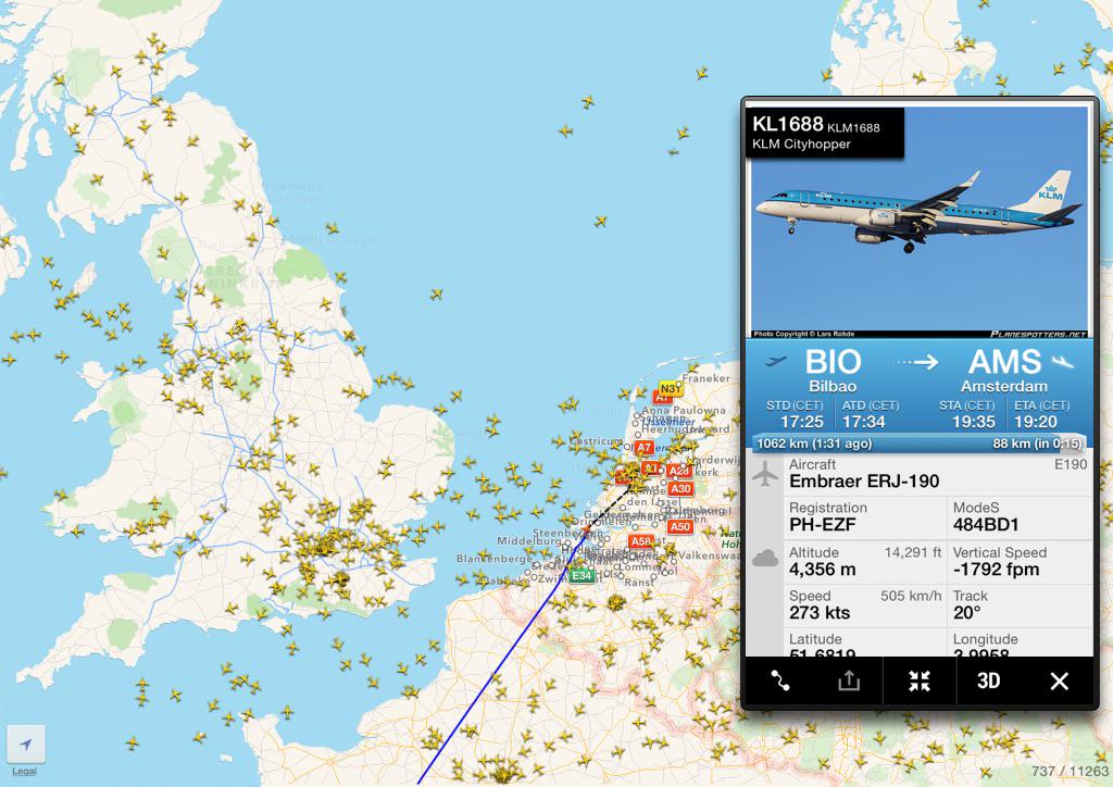 mafd87's tweet photo. KL1688 from Bilbao to Amsterdam 
http://t.co/lSOC7hDGG6 http://t.co/jTvXz0jKJi