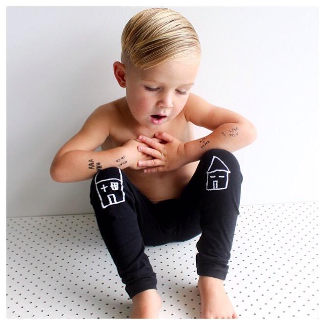 Such a handsome little guy! #kidandkind house legging and seasonal #tatts! #tattoo #kidsfashion #children #kids