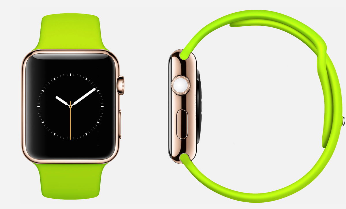 dani_balint's tweet photo. Apple Watch Rose Gold edition with a green sport band, that's the way to go! - epic upsell model by Apple, once again http://t.co/dhpfQVMRgP
