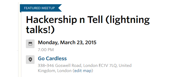 OTS_LONDON's tweet photo. Free on Monday night (March 23)?   Give a lightning talk at Hackership and Tell!  Sign up here http://t.co/By9t9vAWXg http://t.co/X0oL64DSRC