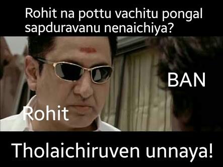 el_tootho's tweet photo. For all the Tamil fans who like #rohitsharma #RohitTHEhitMan, this would be semma! #INDvsBAN #Thala100 #KuttyThala http://t.co/QRl1APAC8z