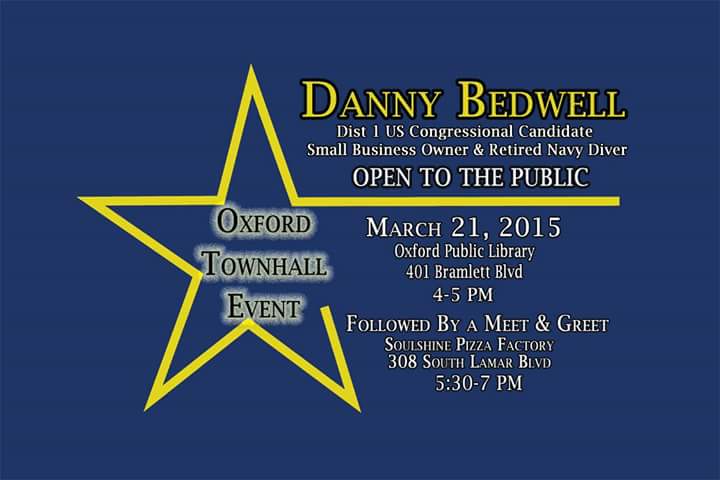 BedwellforCongr's tweet photo. Come out and meet Danny on Saturday in Oxford! #ms01 #rebels #hottytoddy #olemiss #TOWNHALL #oxford #mississippi http://t.co/aS0jlOOJP5