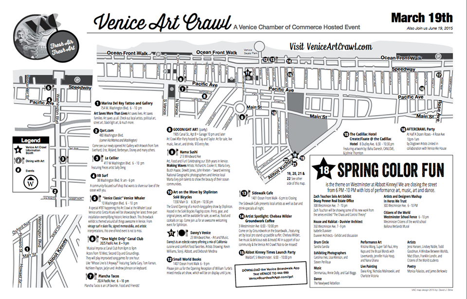 Tonight is the night for art crawling! View official <a href="/VeniceArtCrawl/">Venice Art Crawl</a> Spring Block party map! venicepaparazzi.com/events/venice-…