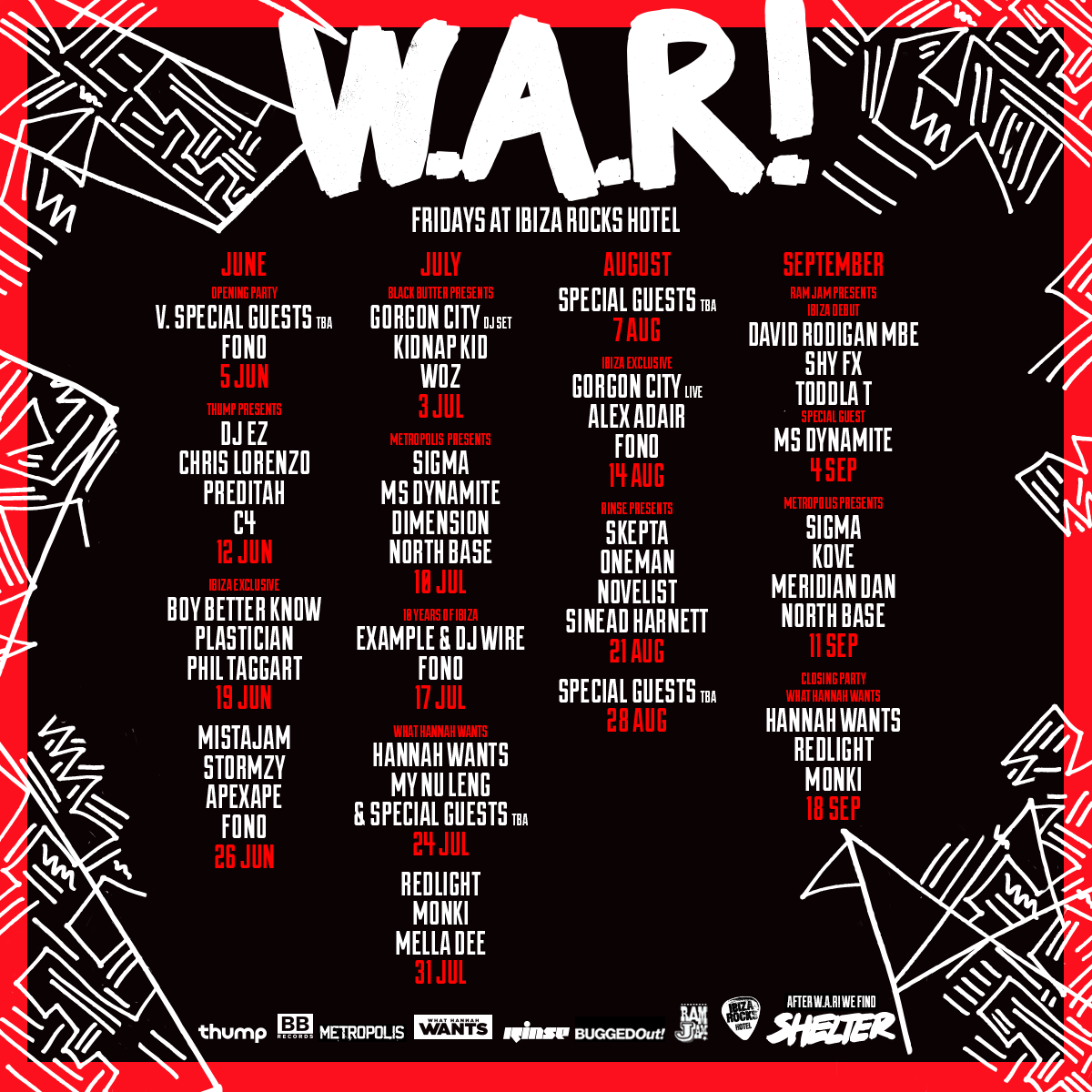 ibizarocks's tweet photo. RT if you’re ready for W.A.R! this summer, who are you seeing Friday’s at Ibiza Rocks Hotel? http://t.co/5gsJ1NA2B2