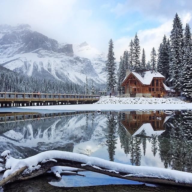 Even in the cold, Emerald Lake Lodge, seems to be the coziest place in the snow-covered mountains of BC