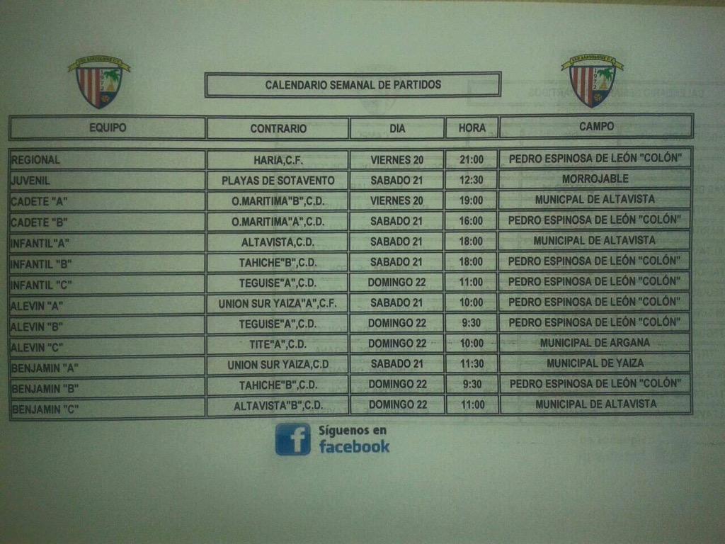 Calendario semanal #orgullobatatero