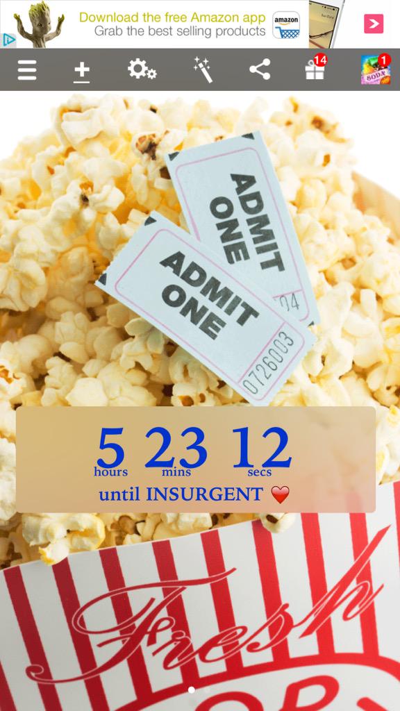 YOR_Sunshine23's tweet photo. But who's counting? #Insurgent #cantwait #TooExcited #CantControlMyself #MidnightPremiere http://t.co/KMbj6IoKsl