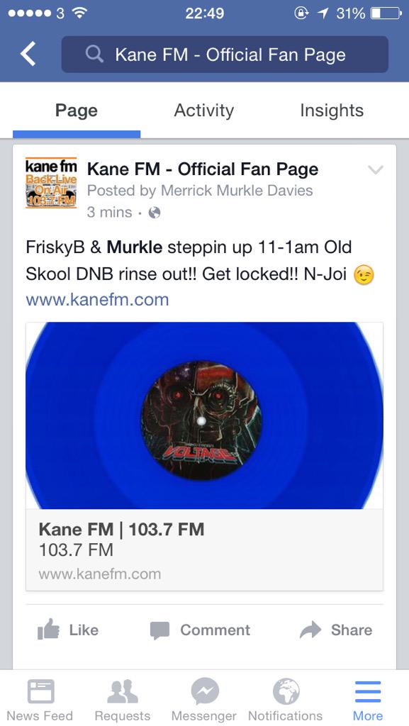 On <a href="/KaneFM/">Kane FM</a> with the FriskyB 11-1am Old Skool DNB rinse out!! Who's bubblin? kanefm.com