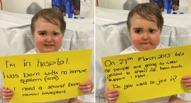 CBSNews's tweet photo. "Bubble boy" asks Internet to #WearYellowForSeth to raise awareness for rare disease http://t.co/OGGDMkYNQr http://t.co/AvJvkKv5Pi
