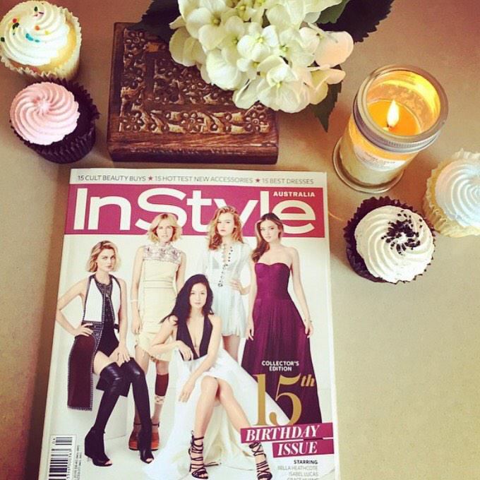 cupcakesaus's tweet photo. A @cupcakesaus customer enjoying Friday with #cupcakes #candles &amp; @InStyleMag #friday #flowers #love #fashion #food http://t.co/6TArYFgWtl