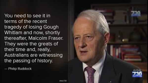 DaffyDck's tweet photo. Will leaders of today ever gain same respect as leaders of the past?
#RIPMalcolmFraser
#RIPGoughWhitlam
#abc730 http://t.co/B8WDsalrU4
